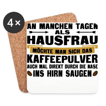 Hausfrau Kaffeetasse - Untersetzer (4er-Set) - Weiß - Vorne