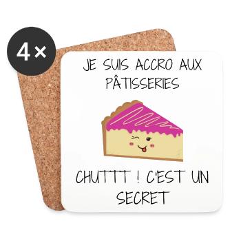 Je suis accro aux pâtisseries 2 - Dessous de verre (lot de 4) - blanc - Devant