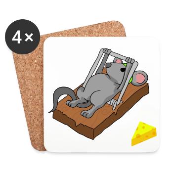 Souris souris Mouse Piège Mousetrap Mouse - Dessous de verre (lot de 4) - blanc - Devant