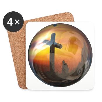 god god church church bible bible wedding wedding sign - Coasters (set of 4) - white - Front