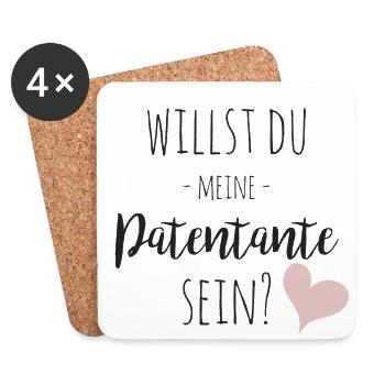 Willst du meine Patentante sein? - Untersetzer (4er-Set) - Weiß - Vorne