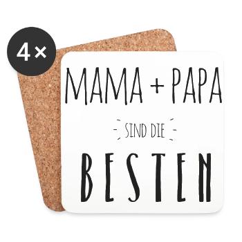 Mama + Papa sind die Besten - Untersetzer (4er-Set) - Weiß - Vorne