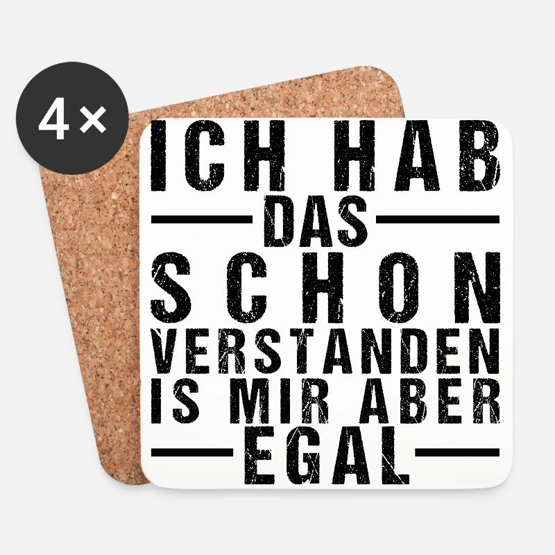 Mir Egal Lustige Sprüche Sarkamus Humor Geschenk - Untersetzer (4er-Set) - Weiß