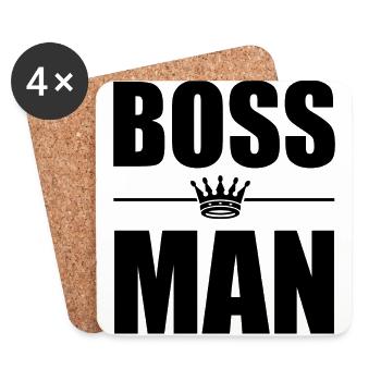 BOSS MAN Partnerlook Liebespaar Teil 2 - Untersetzer (4er-Set) - Weiß - Vorne