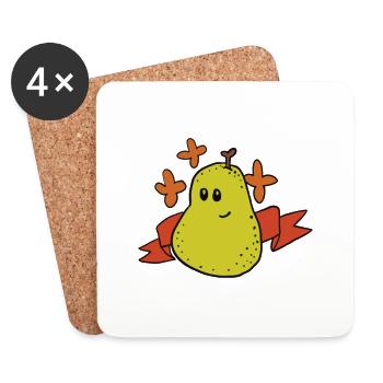 Obst lecker essen Birne Geschenk - Untersetzer (4er-Set) - Weiß - Vorne