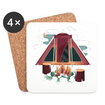 fire camp-feu de camp - Dessous de verre (lot de 4) - blanc - Devant