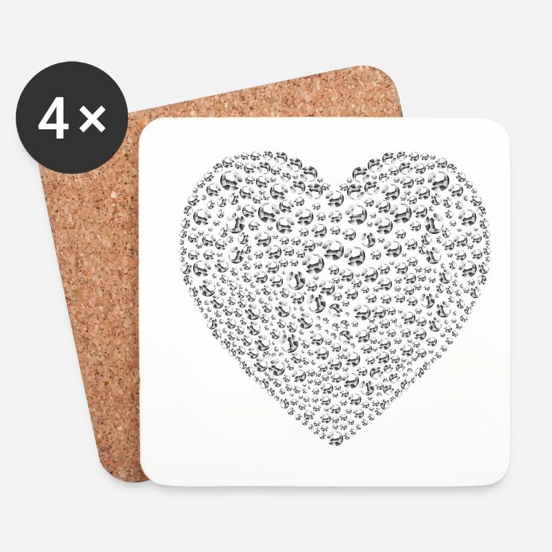 Diamonds heart - Coasters (set of 4) - white