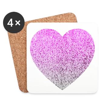 Glitter heart - Coasters (set of 4) - white - Front