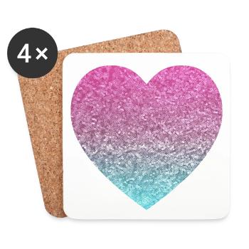 glitter herz - Untersetzer (4er-Set) - Weiß - Vorne
