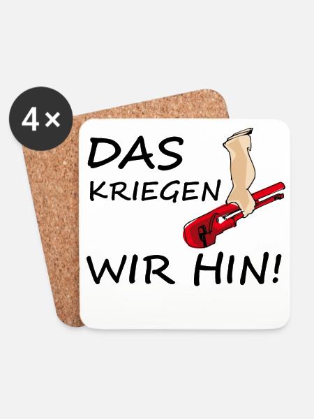 Das kriegen wir hin! black - Untersetzer (4er-Set) - Weiß