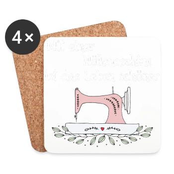 passe-temps à coudre machine à coudre des vêtements pantalons femmes - Dessous de verre (lot de 4) - blanc - Devant