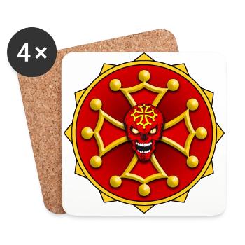Croix Occitane - Dessous de verre (lot de 4) - blanc - Devant