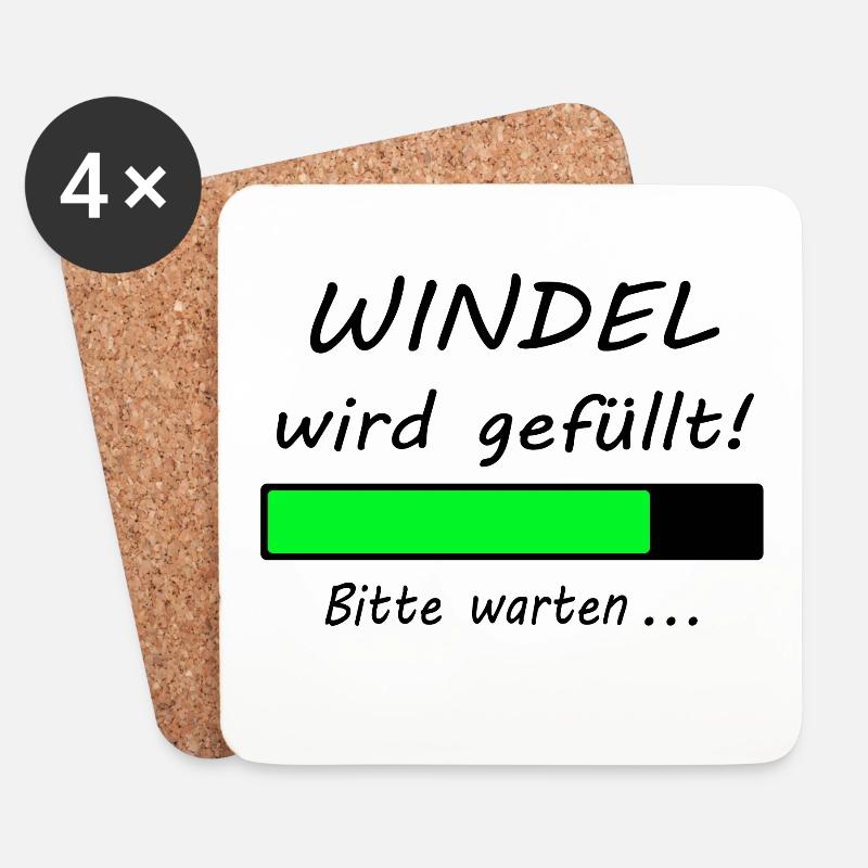 Windel wird gefüllt Bitte warten Ladebalken Baby - Untersetzer (4er-Set) - Weiß