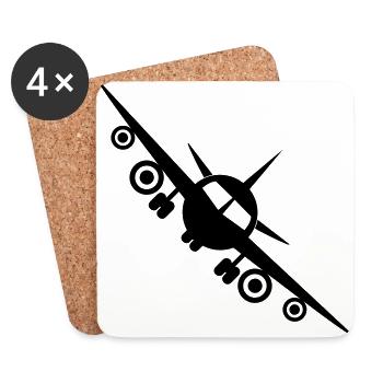 Avion - Fly - Dessous de verre (lot de 4) - blanc - Devant