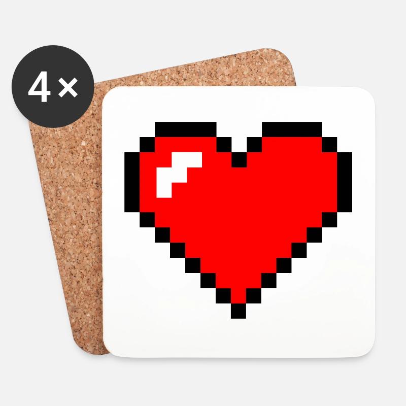 pixel herz - Untersetzer (4er-Set) - Weiß