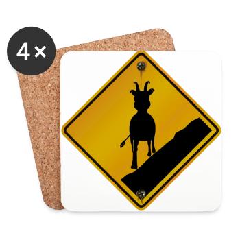 Danger roadsign traversee de dahu - Dessous de verre (lot de 4) - blanc - Devant