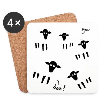 cinq moutons - Dessous de verre (lot de 4) - blanc - Devant