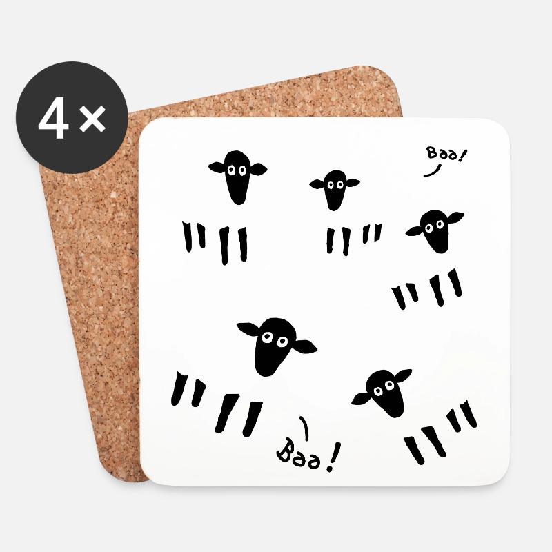 five sheep - Coasters (set of 4) - white