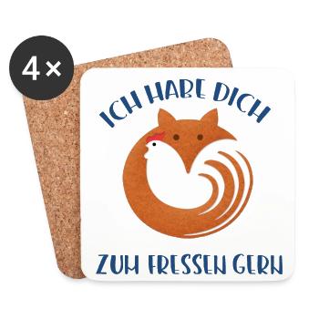 Fuchs, Huhn, Liebe - Untersetzer (4er-Set) - Weiß - Vorne