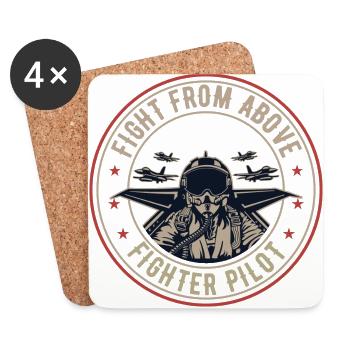 Death From Above pilote de chasse pilote de guerre - Dessous de verre (lot de 4) - blanc - Devant
