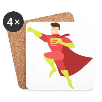 Superpapa als Geschenk - Untersetzer (4er-Set) - Weiß - Vorne