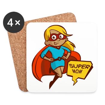 Supermama als Geschenk - Untersetzer (4er-Set) - Weiß - Vorne