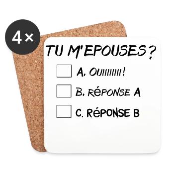 Tu m'épouses? - Untersetzer (4er-Set) - Weiß - Vorne