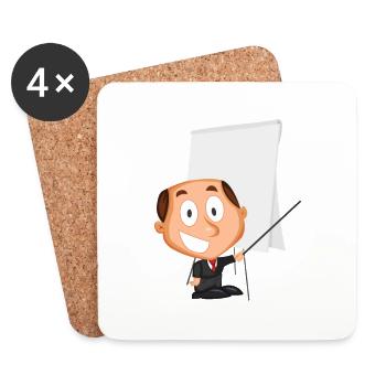 Lecturer uses flipchart, gift idea - Coasters (set of 4) - white - Front