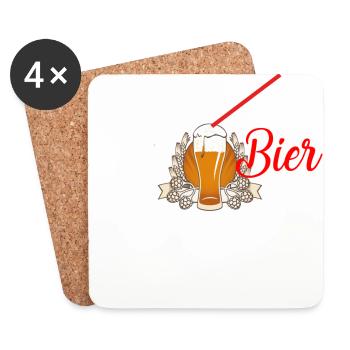 Mit Bier / Bier / Trinken / Party - Untersetzer (4er-Set) - Weiß - Vorne