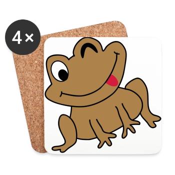 Frosch Idee Glücklich Cartoon Kinder Geschenk - Untersetzer (4er-Set) - Weiß - Vorne