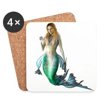 Sirène sexy femme nue comme un cadeau - Dessous de verre (lot de 4) - blanc - Devant