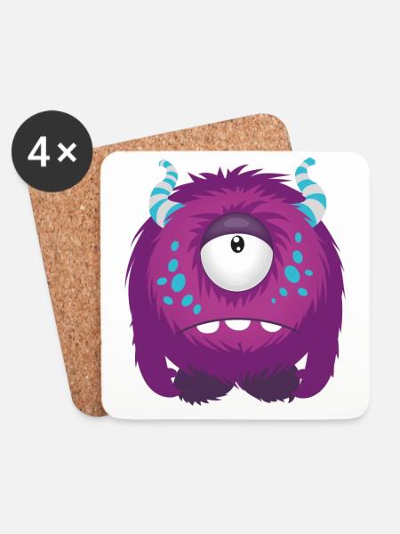Süßes kleines trauriges Monster - Untersetzer (4er-Set) - Weiß