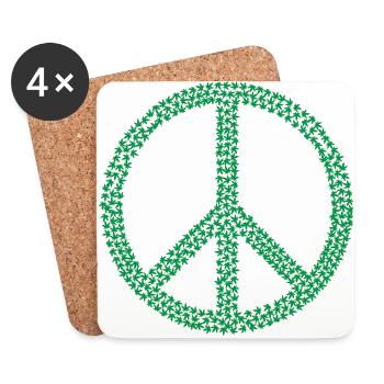 Peace Zeichen Hanfblätter Geschenk Geschenkidee - Untersetzer (4er-Set) - Weiß - Vorne