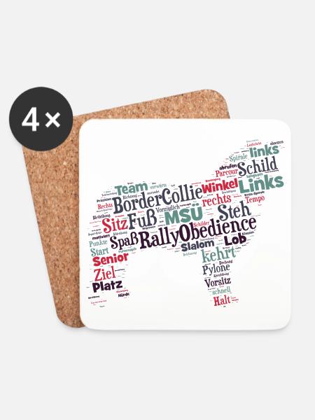 Rally Obedience Border Collie Wordcloud - Untersetzer (4er-Set) - Weiß