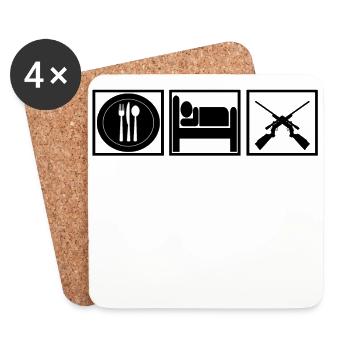 manger sommeil hobby chasse chasseur - Dessous de verre (lot de 4) - blanc - Devant