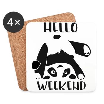 hello weekend, Panda, Bär - Untersetzer (4er-Set) - Weiß - Vorne