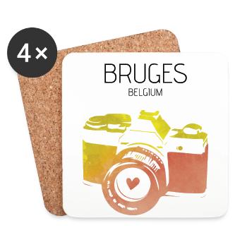 Kamera Bruges Belgien - Untersetzer (4er-Set) - Weiß - Vorne