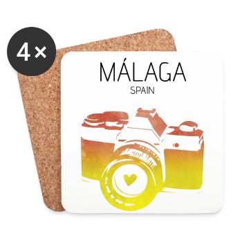 Caméra Málaga Espagne - Dessous de verre (lot de 4) - blanc - Devant