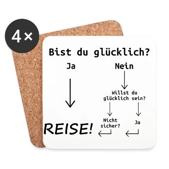 Glücklich Reisen Reise Spruch Motto Geschenk - Untersetzer (4er-Set) - Weiß - Vorne