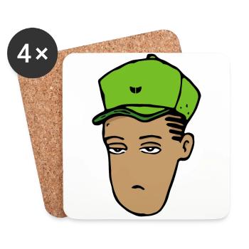 Hip-Hop Head (Stroke) - Coasters (set of 4) - white - Front