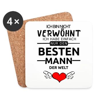 Bester Mann der Welt Valentinstag Geschenk Liebe - Untersetzer (4er-Set) - Weiß - Vorne