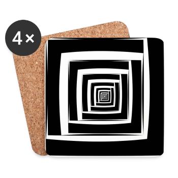 Carrés géométrie abstraite idée cadeau - Dessous de verre (lot de 4) - blanc - Devant
