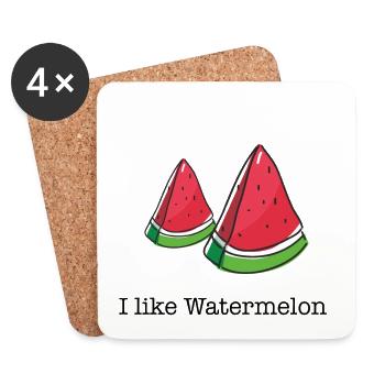 I like watermelon Wassermelonen Geschenk - Untersetzer (4er-Set) - Weiß - Vorne