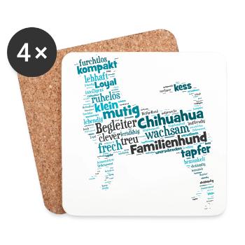 Chihuahua character term Wordcloud - Coasters (set of 4) - white - Front