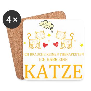 Katze Spruch Katzen Geschenk - Untersetzer (4er-Set) - Weiß - Vorne