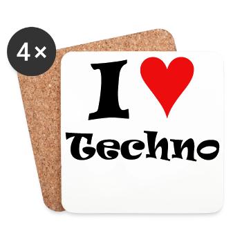 I love Techno - Untersetzer (4er-Set) - Weiß - Vorne