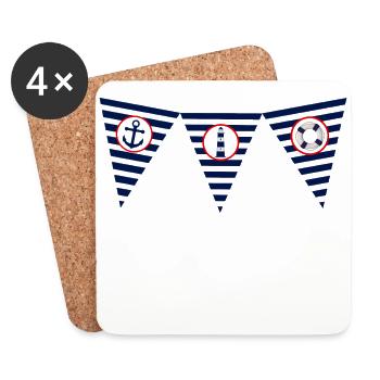 maritime, sea, lighthouse, flag, pennant - Coasters (set of 4) - white - Front