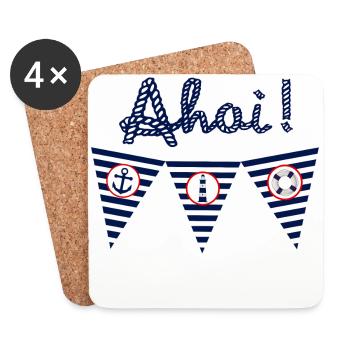 Ahoi, sea, maritime, flag - Coasters (set of 4) - white - Front