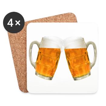 Two glasses full of beer and foam - Coasters (set of 4) - white - Front