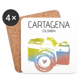 Colombia, Cartagena - Coasters (set of 4) - white - Front